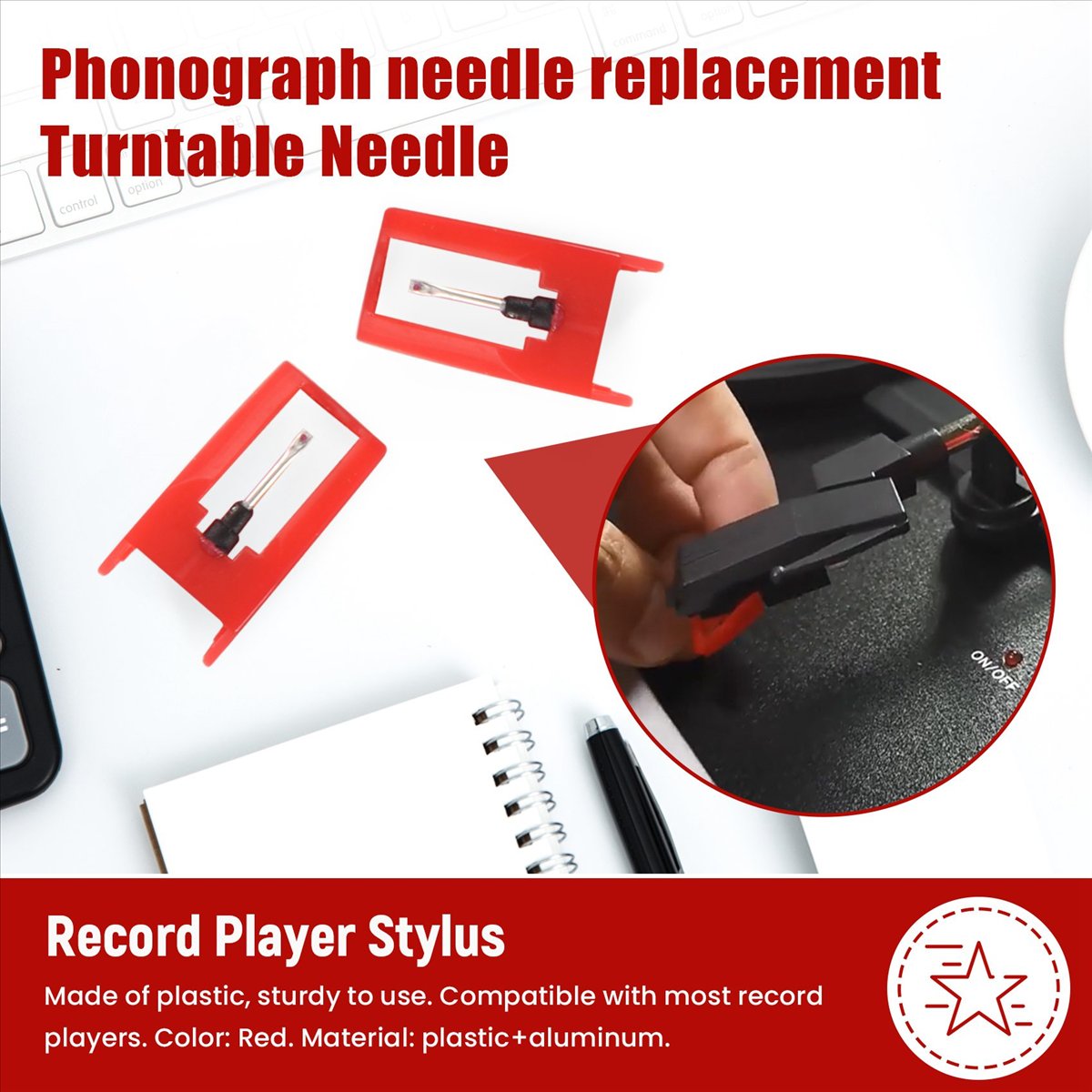 Record Player Needle - ABGN LP Agujas de Repuesto para