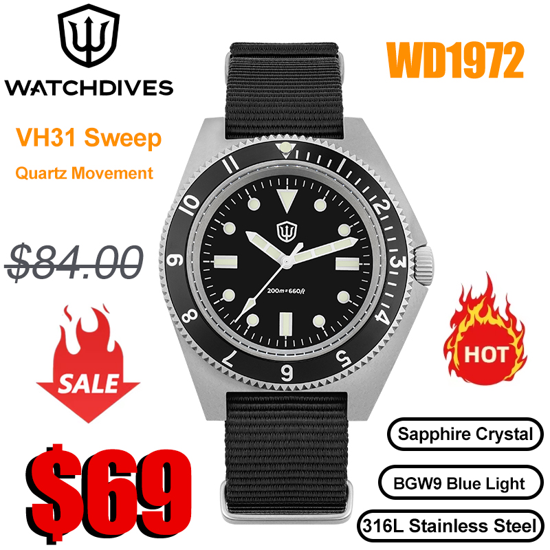 Vintage Watch Collecting - Watchdives WD1972 reloj de cuarzo VH31