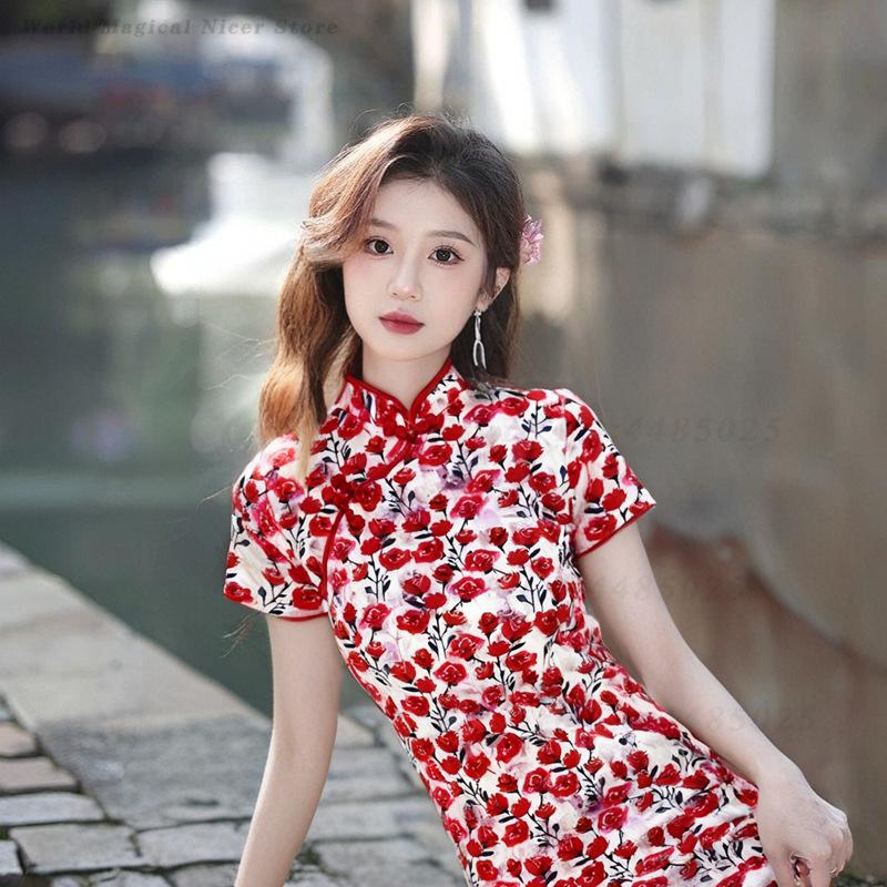 Nuevo Qipao Rojo Corto de Vera - Vintage Things Collection reseña y precio